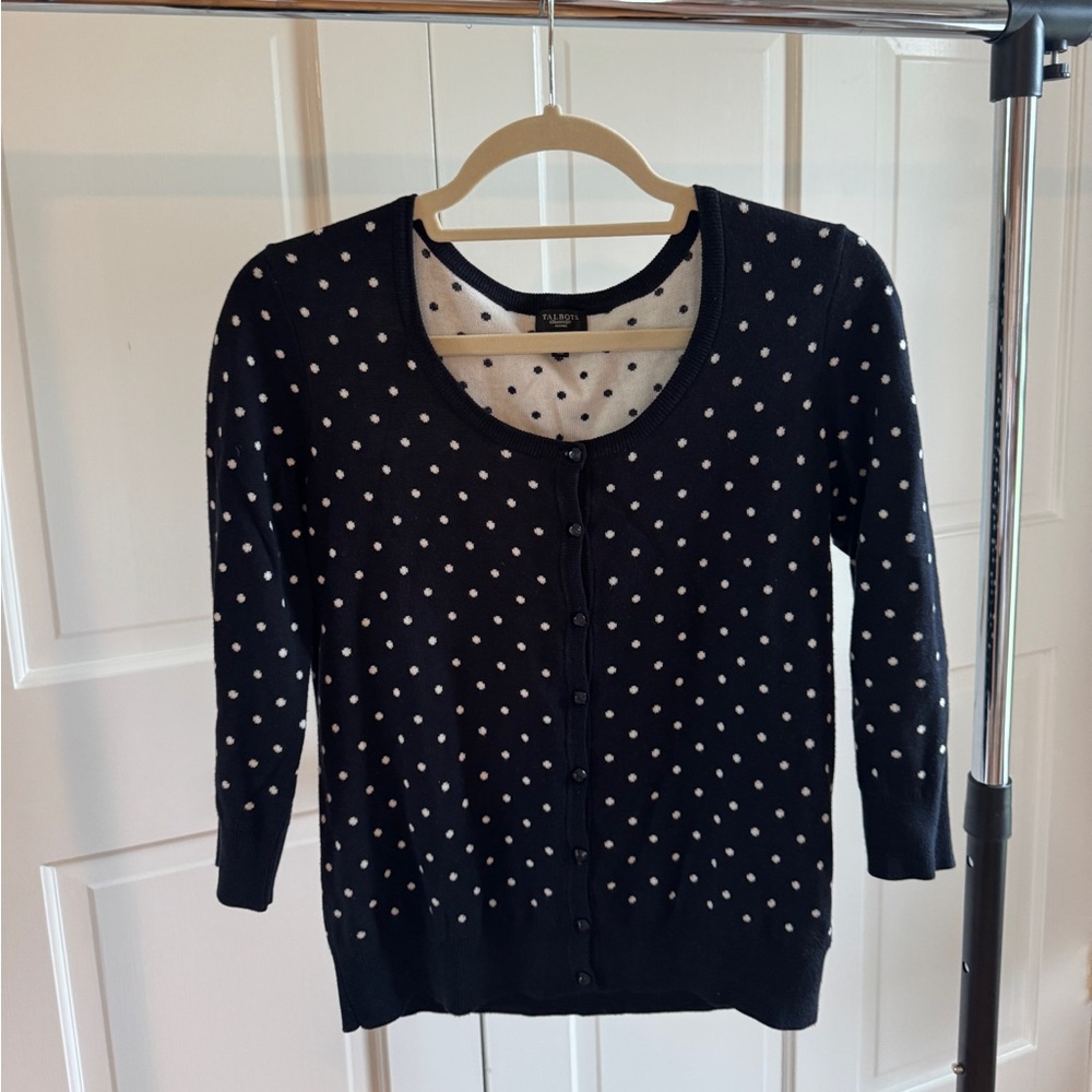 Talbots Black and White Knit Top